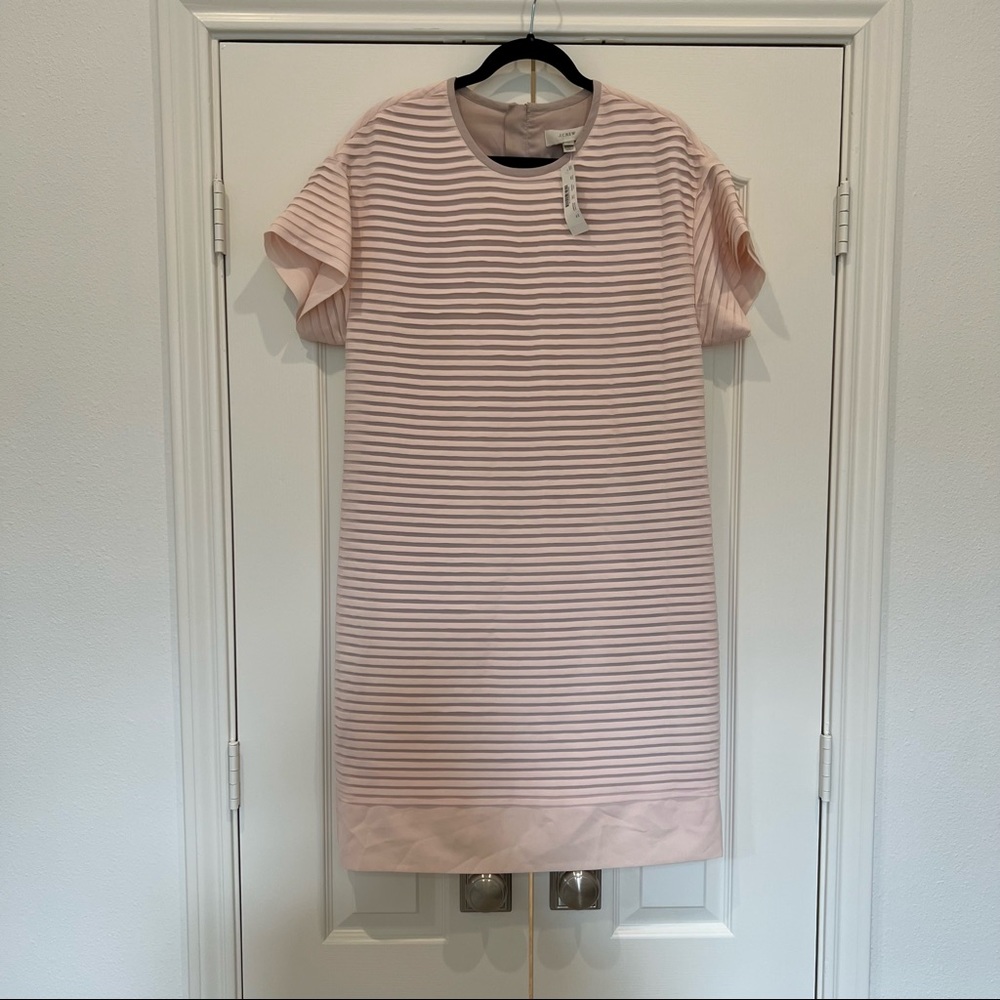 J. Crew Pleated Chiffon Pale Pink Blush Dress NWT size 8 Tall
